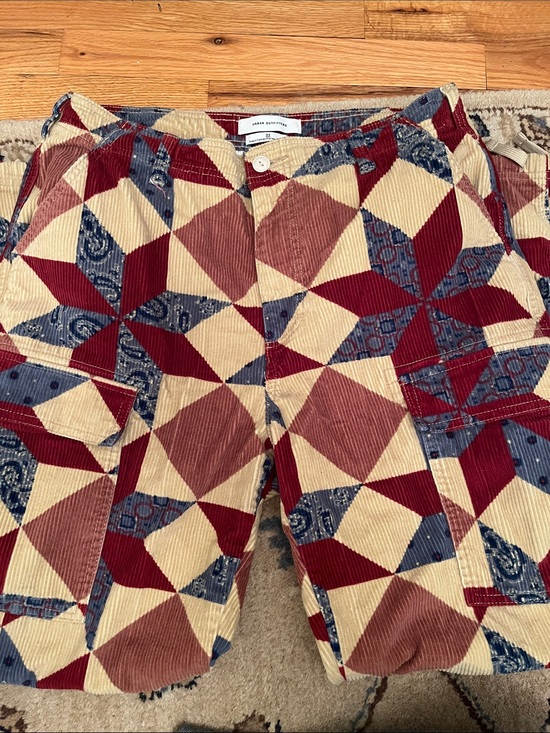 Urban Outfitters Pants - Urban Outfitters Wide Leg Corduroy Patchwork Pants in Beige, Burgundy, Navy